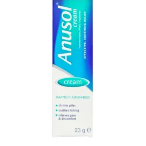 Anusol Cream – 23g green and white tube packaging labelled for haemorrhoid relief.