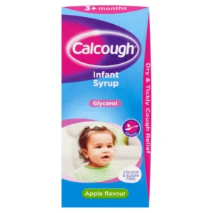 CalCough Infant Syrup 125ml – Pink and white box with apple flavour label, for dry tickly cough in babies and children 3 months+.