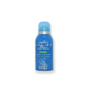 Deep Freeze Cold Spray packaging in a 150ml bottle, offering fast-acting, scientifically proven cooling relief for back, neck, shoulders, legs, and feet.