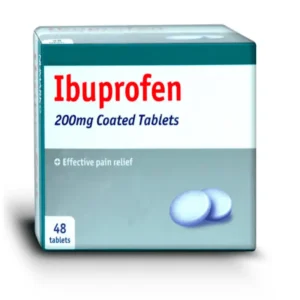 Ibuprofen 200mg Tablets – white and blue box, labelled with strength and pack size