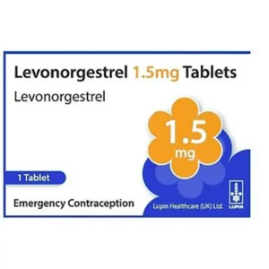 Levonorgestrel 1.5mg Emergency Contraceptive – morning after pill pack, white and blue box with 1 tablet blister.