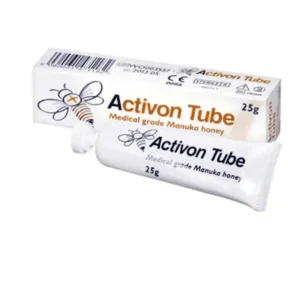 Activon Medical Grade Manuka Honey Tube 25g – White and orange packaging with text “Medical Grade Manuka Honey for Wound Care”.