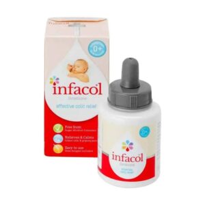 Infacol Colic Relief bottle with dropper – gentle simeticone drops for infant wind and colic relief, suitable from birth.
