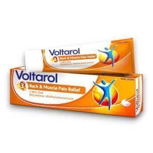 Tube of Voltarol Back & Muscle Pain Relief 1.16% Gel for anti-inflammatory pain relief.