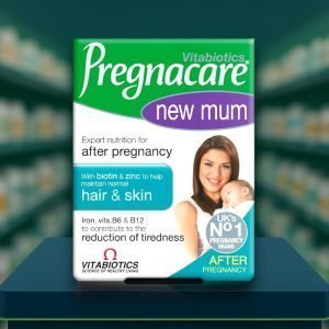 Pregnacare New Mum Tablets – Green and pink Vitabiotics box, labelled “Expert postnatal nutrition for mums” 56 tablets pack.