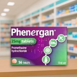 Phenergan Promethazine 25mg Tablets – Green and purple pack, 56 tablets, for allergies, sleep and travel sickness