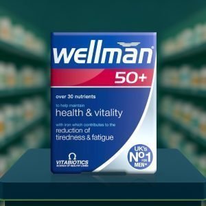 Vitabiotics Wellman 50+ Tablets – blue and silver pack, labelled for men over 50, 30 tablets.
