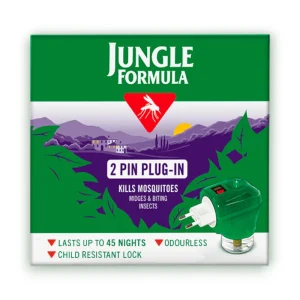 Jungle Formula Plug-In Mosquito Repellent 45 Nights – odourless two-pin electric insect killer for indoor mosquito and midge protection'