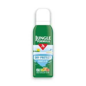 Jungle Formula Dry Protect Aerosol Insect Repellent 125ml can with DEET-free label and 6-hour protection.