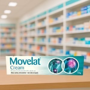 Movelat Cream 125g – white and purple tube with purple packaging, labelled for muscle and joint pain relief.