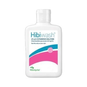 Hibiwash Antimicrobial Skin Cleanser – white and pink bottle 250ml pack size.