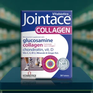 Vitabiotics Jointace Collagen Tablets pack – blue and white box with red collagen label, 30 tablet size.