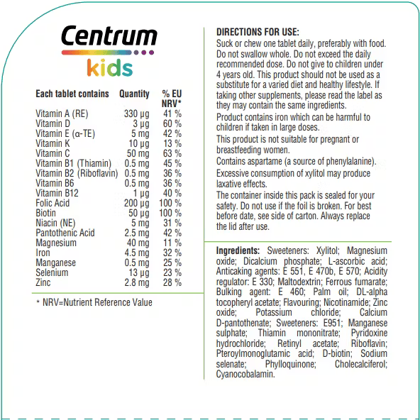Centrum Kids Chewable Multivitamin Tablets | 30