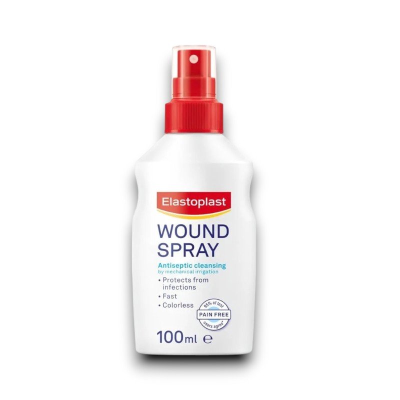Elastoplast Wound Spray 100ml – pain-free, alcohol-free antiseptic spray for cleansing minor wounds and preventing infection
