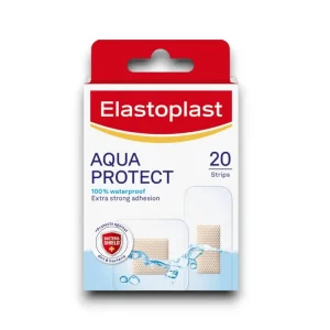 Elastoplast Aqua Protect Waterproof Plasters – 100% waterproof, breathable adhesive strips with strong adhesion for secure protection of minor wounds.