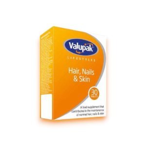 Valupak Hair, Nails & Skin Tablets – Blue and Pink Packaging, 30 Tablets Pack, Daily Vitamin and Mineral Supplement for Healthy Hair, Skin and Nails.
