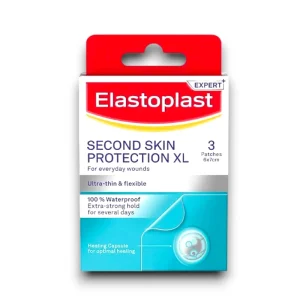 Elastoplast Second Skin Advanced Hydrocolloid Plasters XL 76 mm × 35 mm, pack of 3 XL waterproof dressings for accelerated healing of larger wounds. pack of 3.