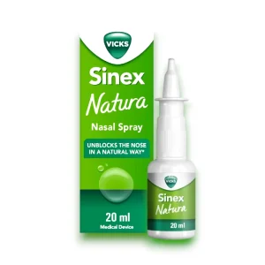 Vicks Sinex Natura Nasal Spray bottle for natural nasal congestion relief – 15ml.