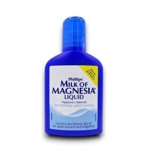 Milk of Magnesia Liquid – 200ml bottle with blue and white packaging labelled “Milk of Magnesia Original” – fast relief from constipation and indigestion.